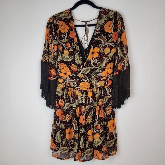 NWOT Verb by Pallavi Singhee Floral Fringe Mini Dress Size SP - Picture 5 of 15